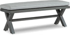 Signature Design by Ashley Elite Park Outdoor Bench with Foam Cushion, Nuvella Weather Resistant Fabric, Rust Free Aluminum Frame, 54" W x 17" D x 16.5" H, Gray