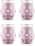Ello Cru 17oz Stemless Wine Glasses with Silicone Sleeves, 4 Pack, Cashmere