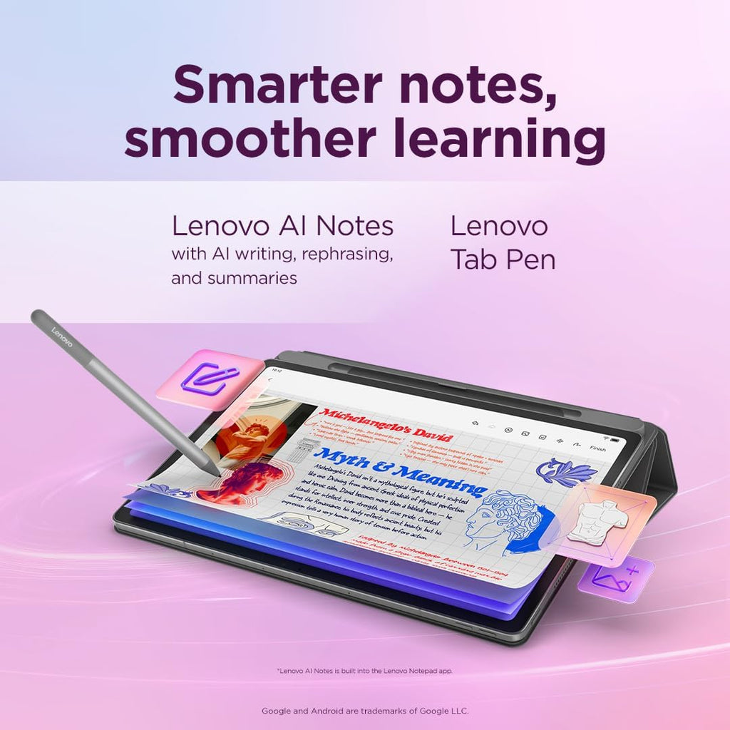 Lenovo Idea Tab Plus Android Tablet | 12.1 inch 2.5K (2560x1600) Display | MediaTek Dimensity 6400 | 8 GB RAM | 256 GB UFS 2.2 | Wi-Fi 5 | Luna Grey |Tab Pen + Folio Case
