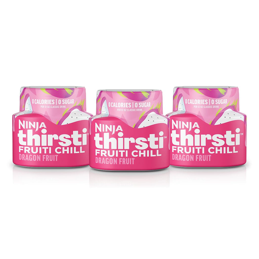 Ninja Thirsti Flavored Water Drops, Fruiti Chill Dragon Fruit, Zero Calorie | Zero Sugar, 12oz drinks, 3 Pack, Compatible with All Ninja Thirsti Drink Systems - WC1000, WC2000 & WC3000, WCFDGFTAM