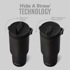 Ello Oasis Go+ 26oz Insulated Stainless Steel Tumbler with Straw, Black