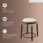 Signature Design by Ashley Valebeck Swivel Counter Height Bar Stool, 24 in | Backless cushioned seat, 360-degree swivel, Dark brown wood & black metal base, Kitchen island seating, Rustic style