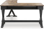 Signature Design by Ashley 2-Piece L-Shaped Corner Desk, Black/Brown | Hardwood solids, Mango wood veneer and MDF substrates, Modern farmhouse style, Dovetail drawers, Wildenauer Series