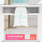Nail Desk Tech Storage,Professional Manicure Desk Top Pull-Out with Glass Top, Dust Collector, 4 Dust Bags, Storage Drawers & Cabinets,8 Metal Legs Manicure Table