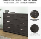 Signature Design by Ashley Belachime 6 Drawer Black Wood Bedroom Dresser | Spacious 60-inch frame for master suites, Antiqued pewter-tone handles, Deep 8.25-inch bottom drawers