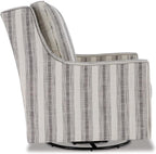 Signature Design by Ashley Kambria Swivel Glider Accent Chair, Ivory/Black | Pre-assembled convenience, 360-degree metal swivel glider base, Durable spot-cleanable polyester-linen blend fabric