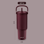 Ello Oasis Go+ 32oz Tumbler with Top Handle and Retracting Straw | Reusable Insulated Stainless Steel Cup, 100% Leakproof Water Bottle, 24 Hours Cold, Cup Holder Friendly For Travel | Red Velvet