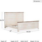 Signature Design by Ashley Willowton Queen Panel Bed Frame, Whitewash | Charming coastal shabby-chic aesthetic, Durable engineered wood construction, Complete headboard footboard and rails