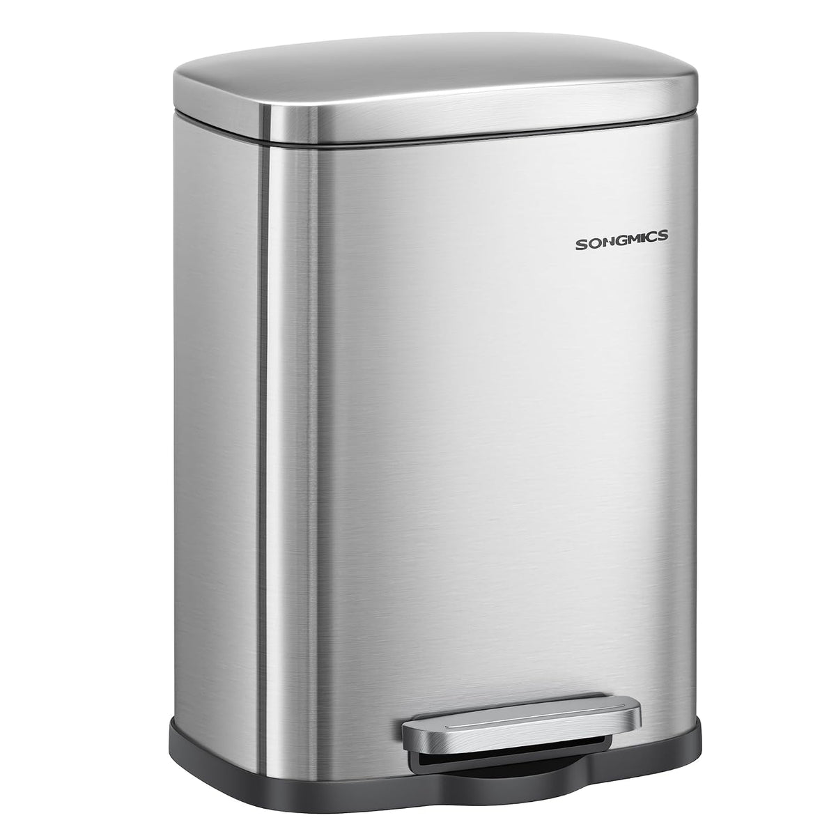 SONGMICS 13 Gallon (50 L) Trash Can, Stainless Steel, Step-On Pedal