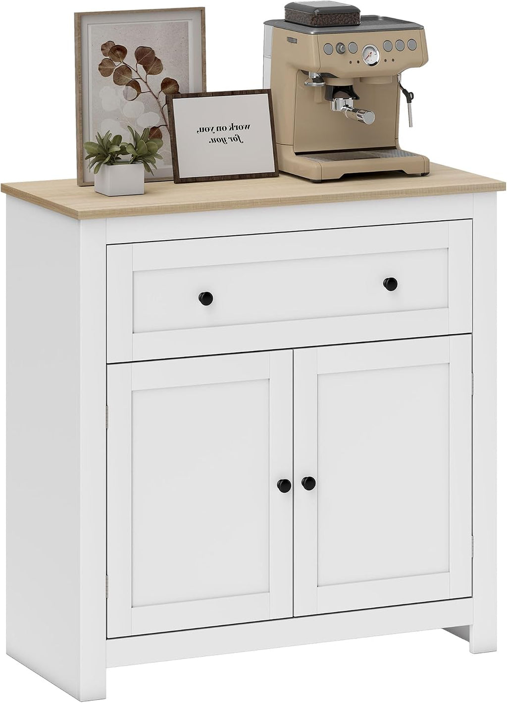 HOMCOM Sideboard Storage Cabinet with Drawer and Double Doors White