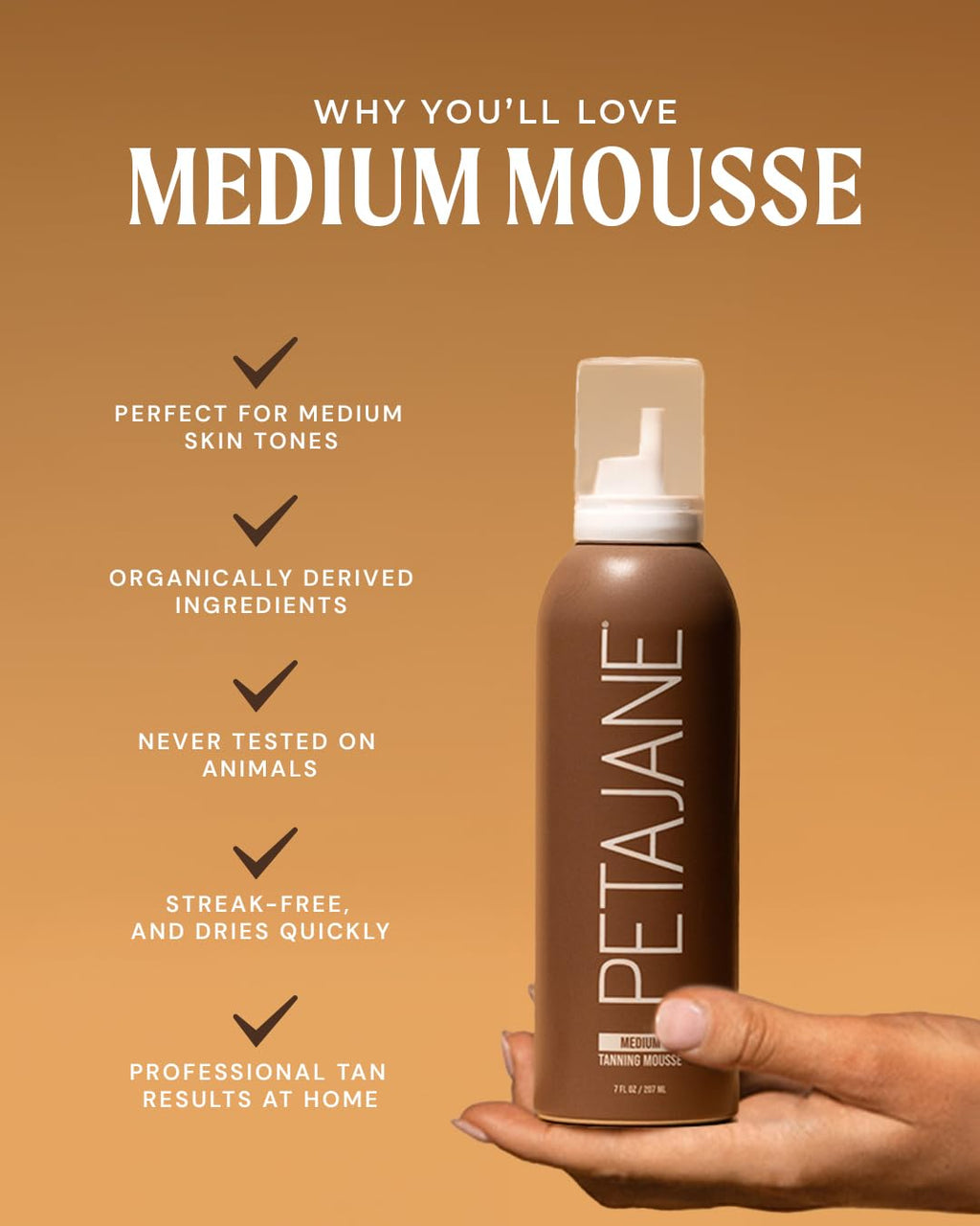 Medium Tanning Mousse, Natural-Looking Streak-Free Sunless Tanner - 7 Oz