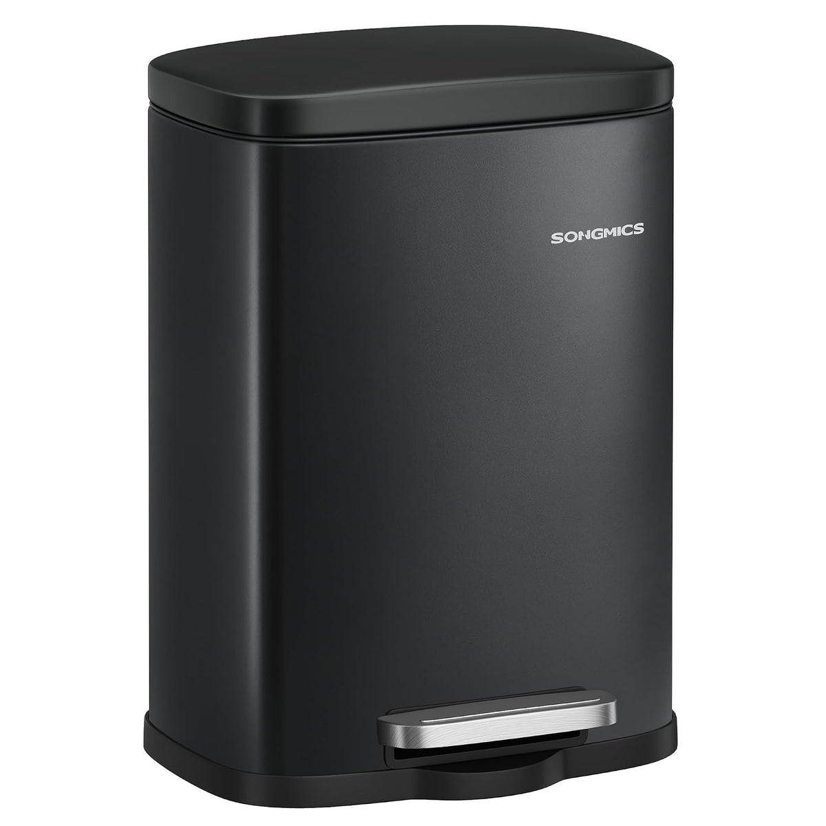 SONGMICS 13 Gallon (50 L) Trash Can, Stainless Steel, Step-On Pedal