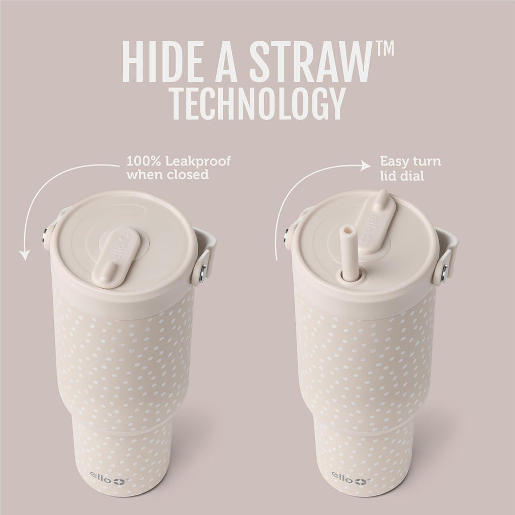 Ello Oasis Go+ 26oz Insulated Stainless Steel Tumbler with Straw, Wild Dot