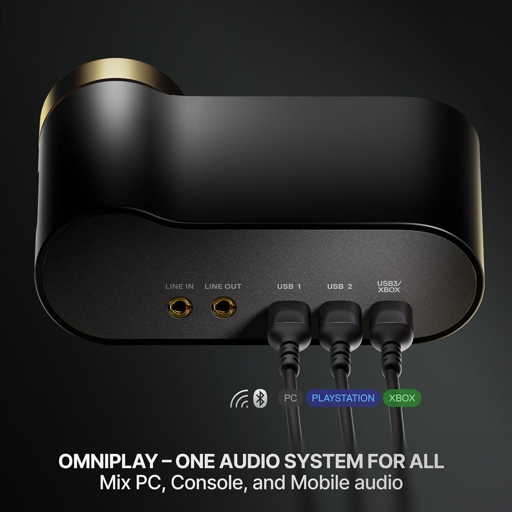 SteelSeries Arctis Nova Elite - Hi-Res Wireless Gaming Headset - 96kHz/24bit - Carbon Fiber Speakers - ANC - AI Noise Rejection - App - 2.4GHz + BT - Multi-Source Mix; OmniPlay PC+PS+Xbox - Sage&Gold