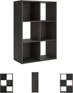 Signature Design by Ashley Piperton 6 Cube Storage Organizer, Freestanding Cubby Bookshelf, Engineered Wood and Decorative Laminate for Playrooms and Offices, Charcoal, 24" W x 36" H