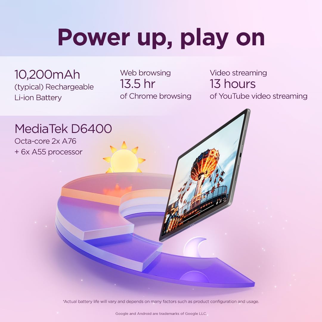 Lenovo Idea Tab Plus Android Tablet | 12.1 inch 2.5K (2560x1600) Display | MediaTek Dimensity 6400 | 12 GB RAM | 256 GB UFS 2.2 | Wi-Fi 5 | Luna Grey | Tab Pen + Folio Keyboard