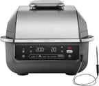 Ninja 5-in-1 Indoor Grill and Oil Free Deep Fryer, 5 Modes EG351EU | Cooks up to 4 burgers, 5.7L capacity, low smoke emission, digital meat thermometer included