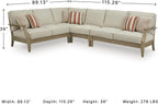 Signature Design by Ashley 4-Piece L-Shape Outdoor Sectional, Wood, Beige | Wood patio furniture set, Eucalyptus frame, Solution-dyed Nuvella fabric, All-weather foam cushions, Clare View Series