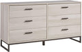 Signature Design by Ashley 6 Drawer Dresser for Bedroom, Light Natural Oak | Textured-grain engineered wood, 6 smooth-glide vinyl-wrapped drawers, Dark pewter pulls, Socalle Series