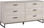 Signature Design by Ashley 6 Drawer Dresser for Bedroom, Light Natural Oak | Textured-grain engineered wood, 6 smooth-glide vinyl-wrapped drawers, Dark pewter pulls, Socalle Series