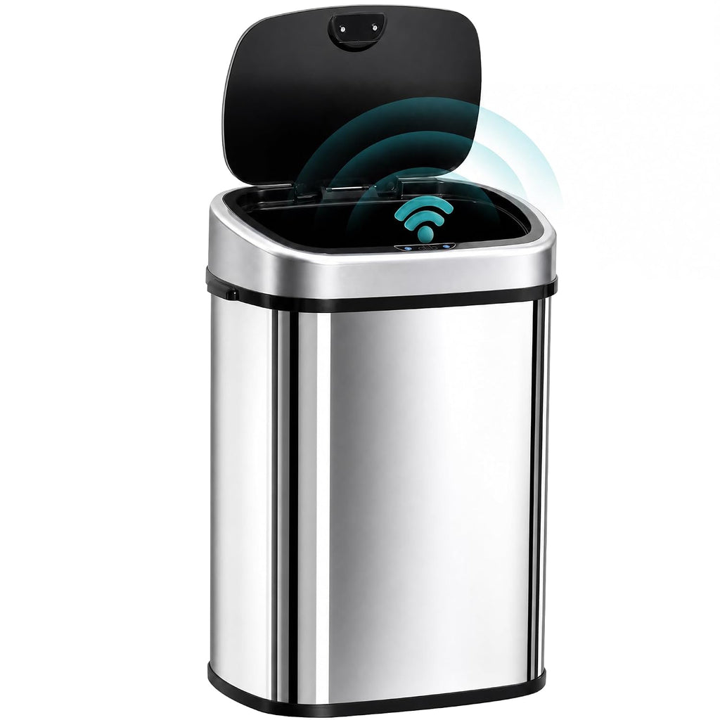 HOMCOM 58L Motion Sensor Bin Automatic Touchless for Kitchen Silver Tone