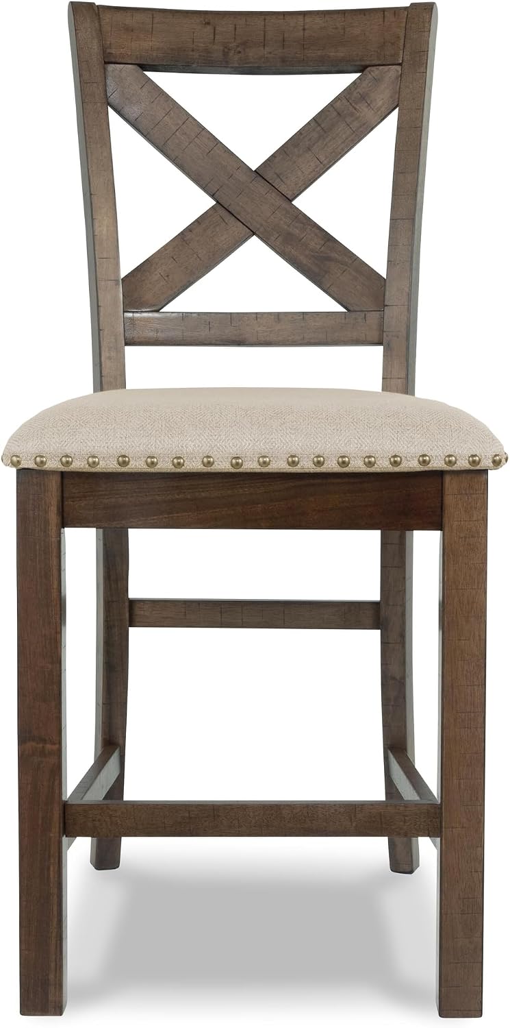 Signature Design by Ashley Rustic Counter Height Bar Stool, Set of 2, Beige