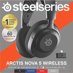 SteelSeries Arctis Nova 5 Wireless - Gaming Headset for PC, PS4/5, Mobile - 100+ Audio Presets via App - Neodymium Magnetic Drivers - 60H Battery - 2.4GHz or BT - ClearCast Gen2.X Mic