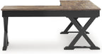 Signature Design by Ashley 2-Piece L-Shaped Corner Desk, Black/Brown | Hardwood solids, Mango wood veneer and MDF substrates, Modern farmhouse style, Dovetail drawers, Wildenauer Series