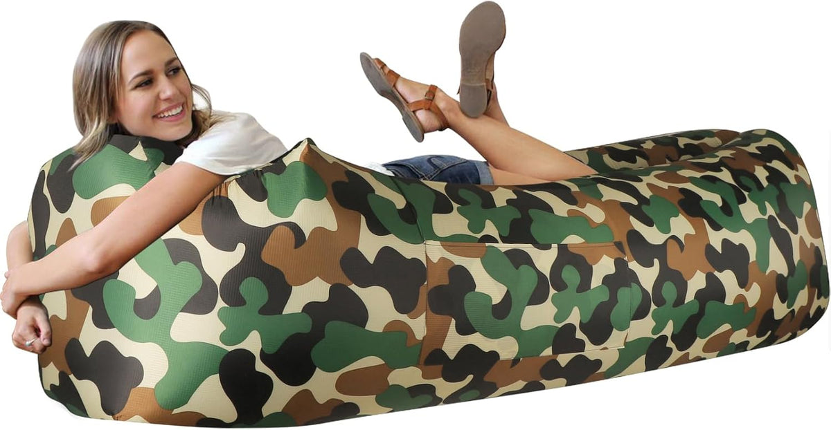 WEKAPO Inflatable Couch Air Lounger Chair - Camping & Beach Accessories, Portable Blow up Sofa for Hiking, Lawn, Indoor/Outdoor Movies & Music Festivals. Lightweight and Easy to Set Up Air Hammock