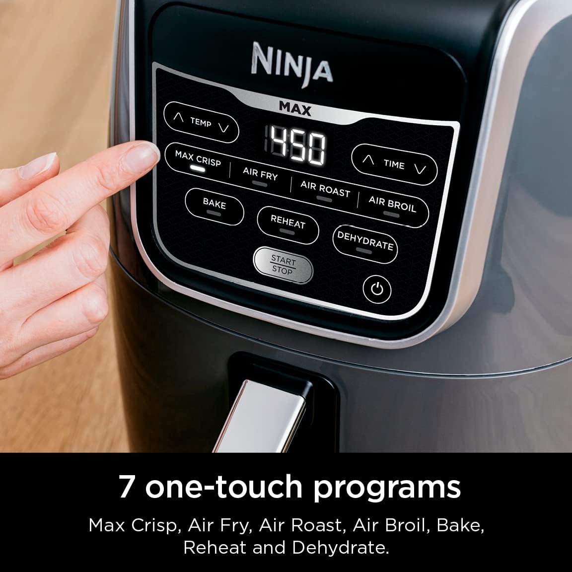 Ninja Air Fryer Max XL, 5.5 Qt, 7-in-1, Grey, AF161 | Max crisp, air fry, roast, broil, bake, reheat, dehydrate, 450F max, Fits 3 lbs fries