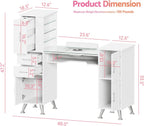 Nail Desk Tech Storage,Professional Manicure Desk Top Pull-Out with Glass Top, Dust Collector, 4 Dust Bags, Storage Drawers & Cabinets,8 Metal Legs Manicure Table