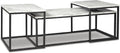 Signature Design by Ashley Donnesta 3 Piece Nesting Coffee Table Set | Space saving design, Decorative laminate over engineered wood, Faux Carrara marble pattern, Black powder coated metal