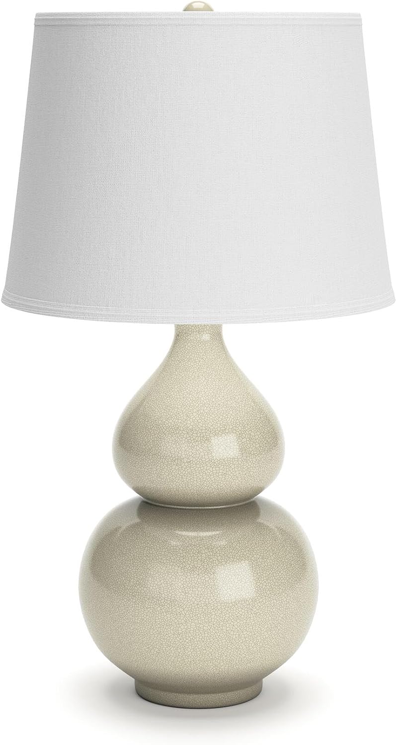 Signature Design by Ashley Saffi 30" Tall Ceramic Table Lamp, Cream | Textured crackle glaze ceramic base, Adjustable 3-way switch for custom ambiance, Light-diffusing fabric drum shade