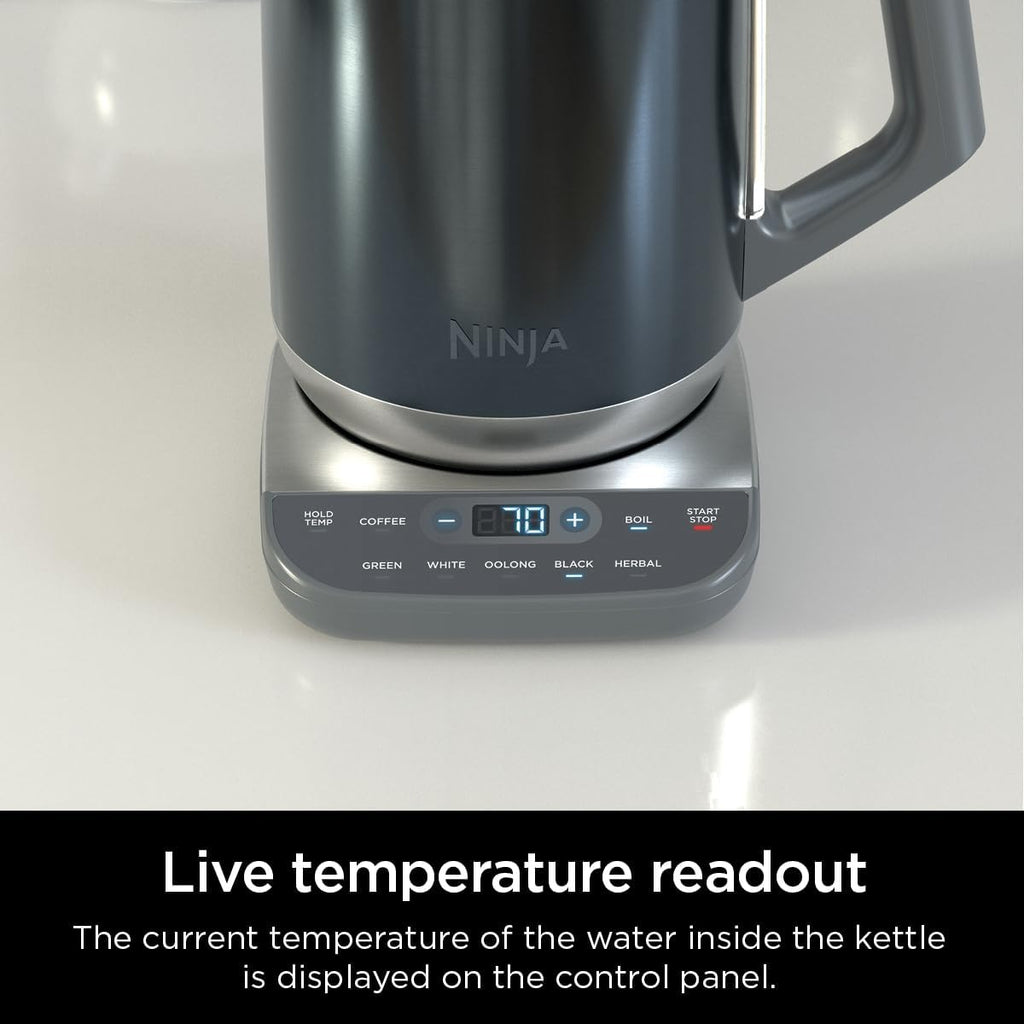 Ninja KT200BL Precision Temperature Electric Kettle, 7-Cup, Blue Stainless | 1500 watts, BPA Free, Hold Temp Setting