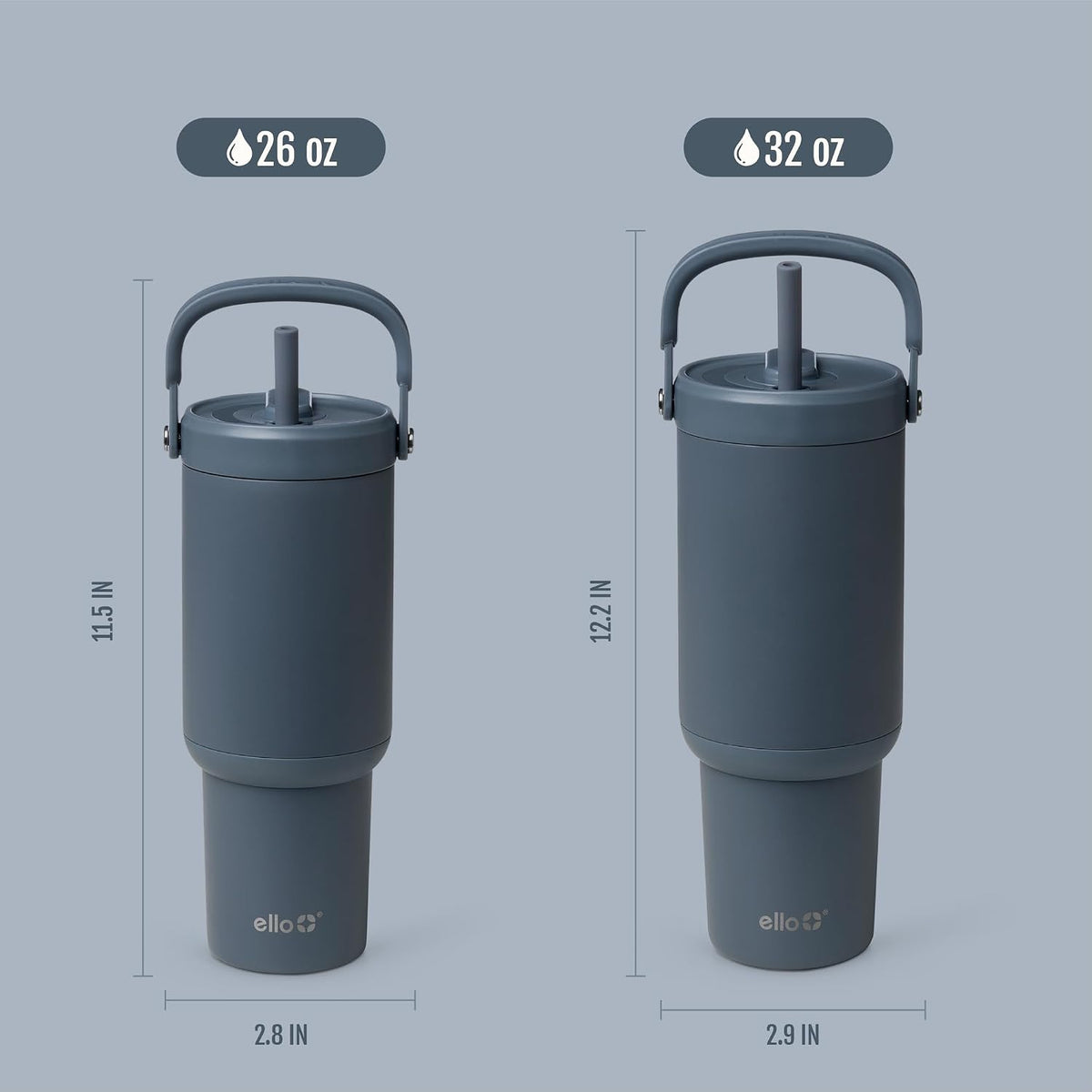Ello Oasis Go+ 26oz Insulated Stainless Steel Tumbler with Straw, Horizon
