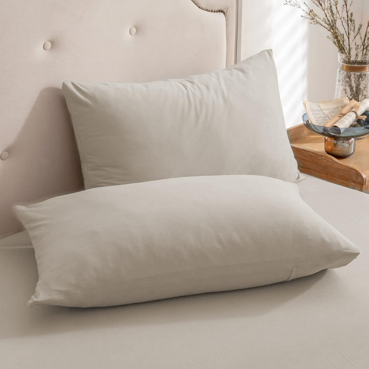 PURE ERA Jersey Knit Pillow Cases Solid Sage Green Standard