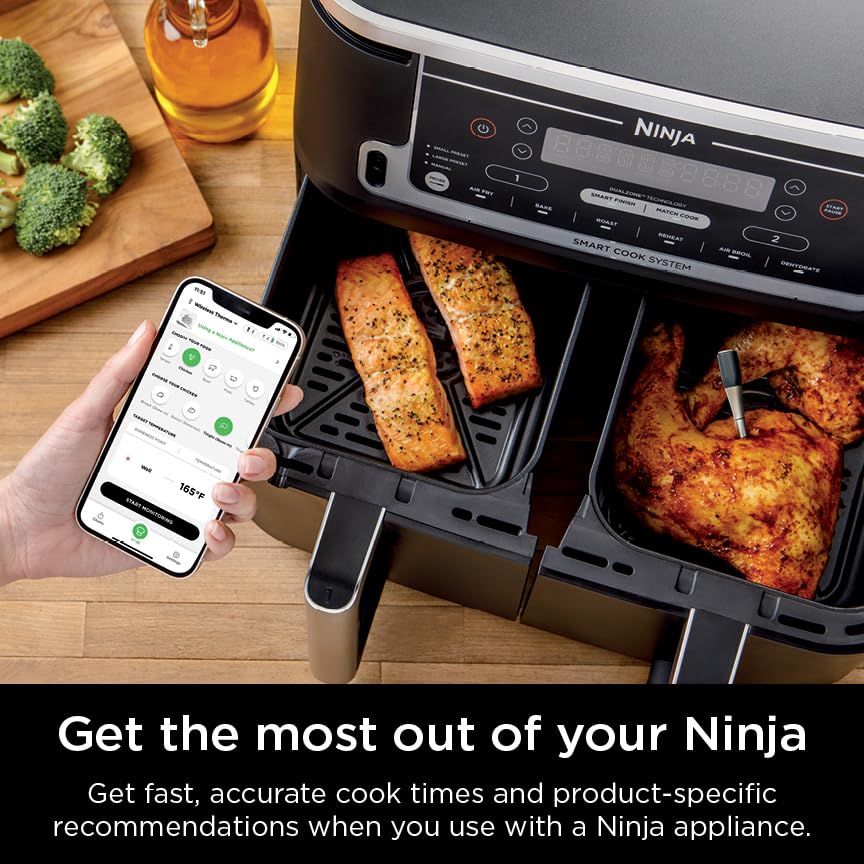 Ninja ProChef Wireless Thermometer WP100ME | Ninja ProChef Wireless Thermometer withstands 700°F and pairs with the ProConnect App for guided, no-guesswork cooking