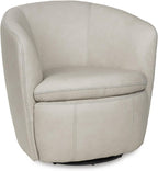 Signature Design by Ashley Kierreys Leather Swivel Barrel Chair, Bone | 100% top grain leather upholstery, 360-degree metal base rotation, Engineered wood and metal frame, Contemporary barrel back