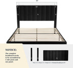 Allewie Queen Bed Frame/Velvet Upholstered Bed Frame with Vertical Channel Tufted Headboard/Strong Wooden Slats/Platform Bed Frame/Mattress Foundation/Box Spring Optional/Easy Assembly/Black