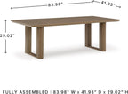 Signature Design by Ashley Serene Bay 6-Person Outdoor Dining Table | 84-inch rectangular patio dining table with wood-look finish, Rust-resistant aluminum frame, Built-in umbrella hole