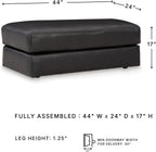 Signature Design by Ashley Amiata Black Leather and Faux Leather Ottoman, Fully Assembled Coffee Table Alternative, Rectangular Footrest Bench for Living Room, Onyx, 44" W x 24" D x 17" H