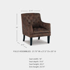 Signature Design by Ashley Drakelle Traditional Accent Chair with Diamond Button Tufting, Attached Cushions, Fabric Upholstery, 20.5" Seat Height, Dark Brown