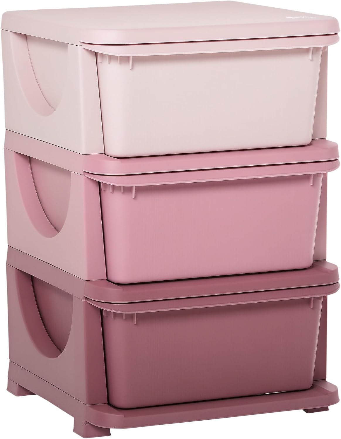 HOMCOM 3 Drawers Plastic Kids Storage Units 3 Tier Children Toy Chest Pink