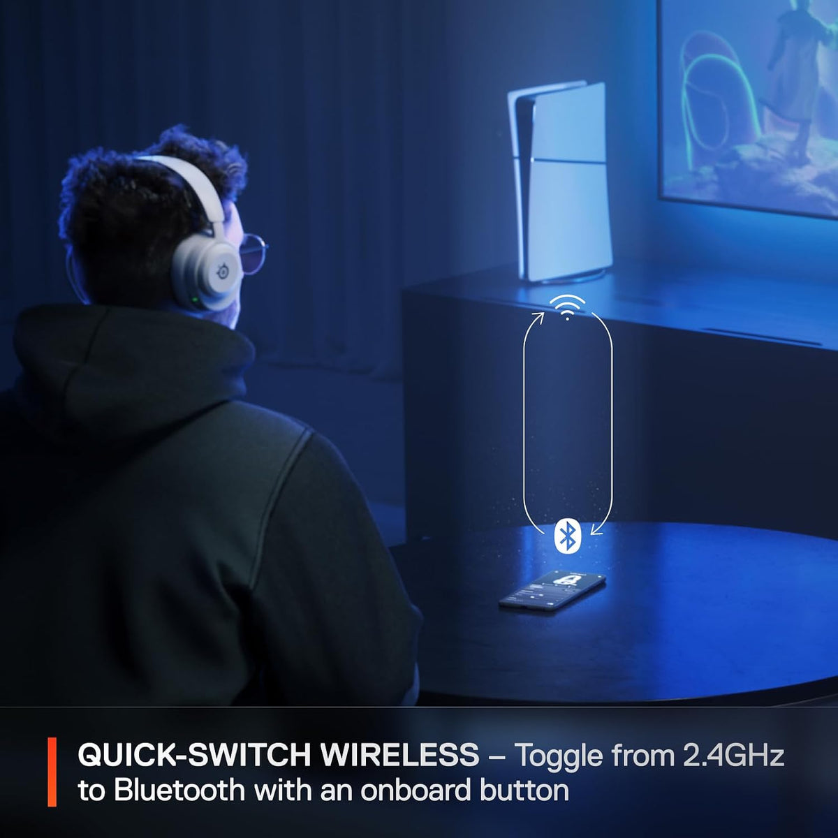 SteelSeries Arctis Nova 5P Wireless - PS5 Headset - Gaming Headset - Mobile App Control - 60 HR Battery with Fast Charge - Compatible with PlayStation, PC, Switch - 2.4GHz/Bluetooth - White
