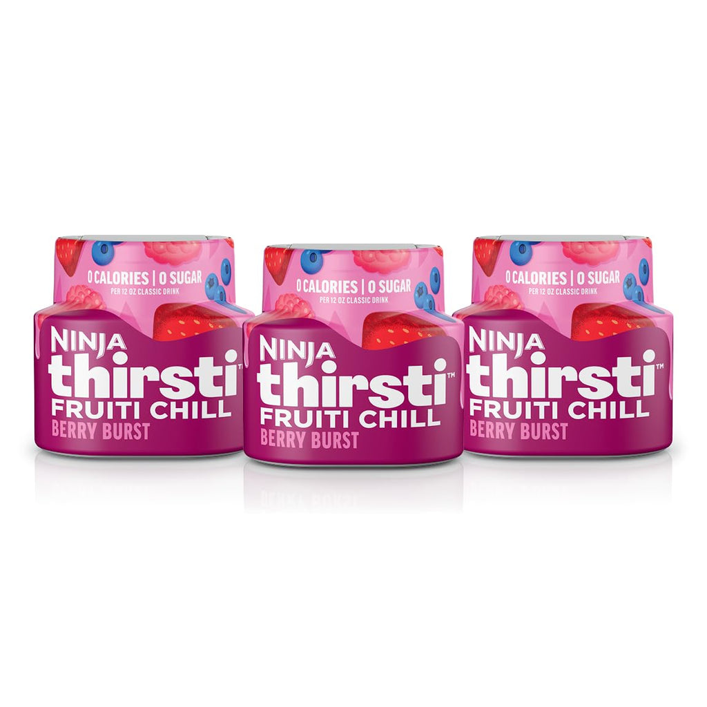 Ninja Thirsti Flavored Water Drops, Berry Burst, Zero Calories | Zero Sugar, 12oz drinks, 3 Pack, Compatible with All Ninja Thirsti Drink Systems - WC1000, WC2000 & WC3000 Series, WCFBRPNAM