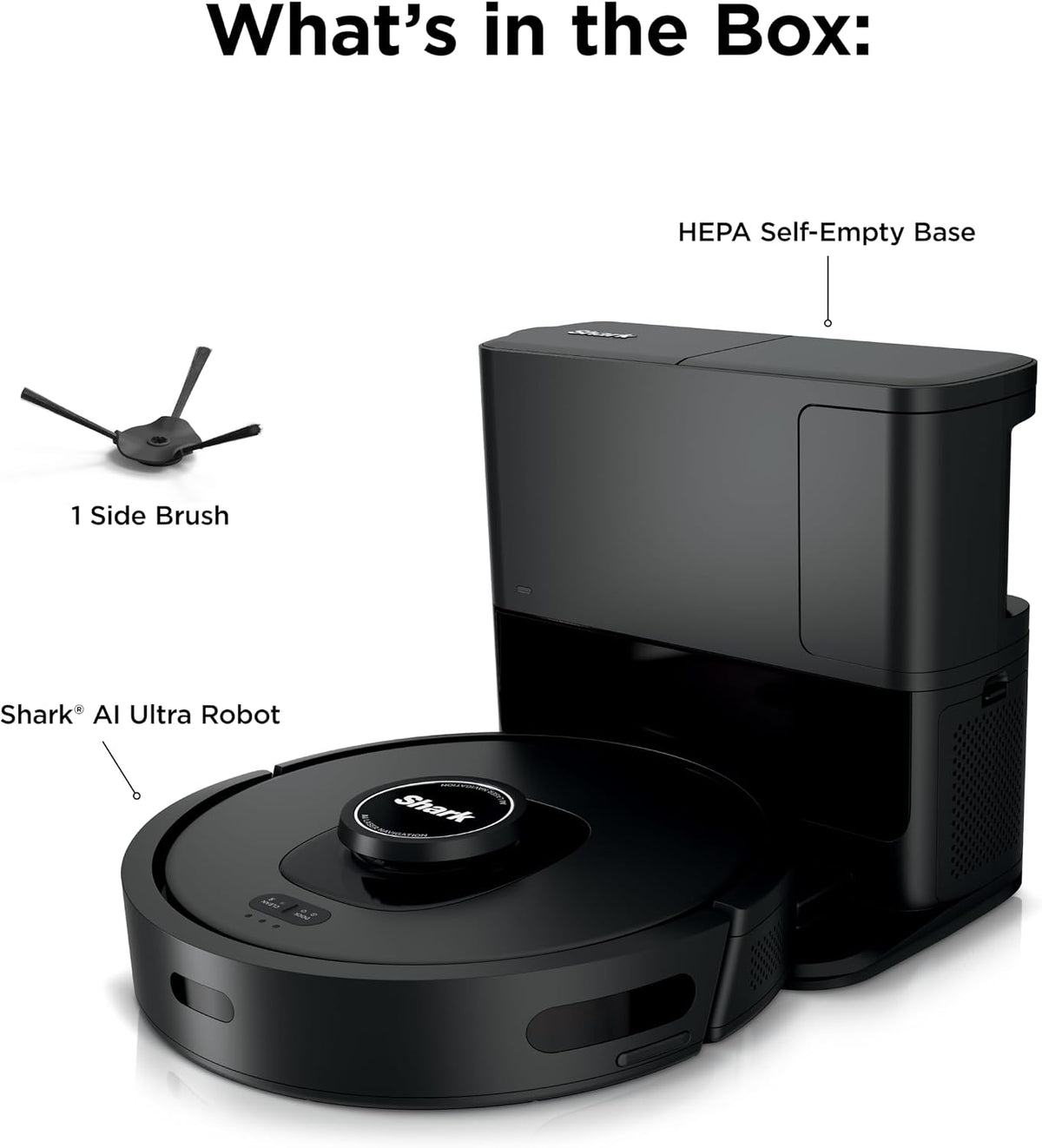 Shark AV2501S AI Ultra Robot Vacuum, with Matrix Clean, Home Mapping, 30-Day Capacity HEPA Bagless Self Empty Base, Perfect for Pet Hair, Wifi, Dark Grey