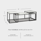 Signature Design by Ashley Donnesta 3 Piece Nesting Coffee Table Set | Space saving design, Decorative laminate over engineered wood, Faux Carrara marble pattern, Black powder coated metal