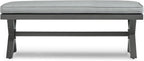 Signature Design by Ashley Elite Park Outdoor Bench with Foam Cushion, Nuvella Weather Resistant Fabric, Rust Free Aluminum Frame, 54" W x 17" D x 16.5" H, Gray