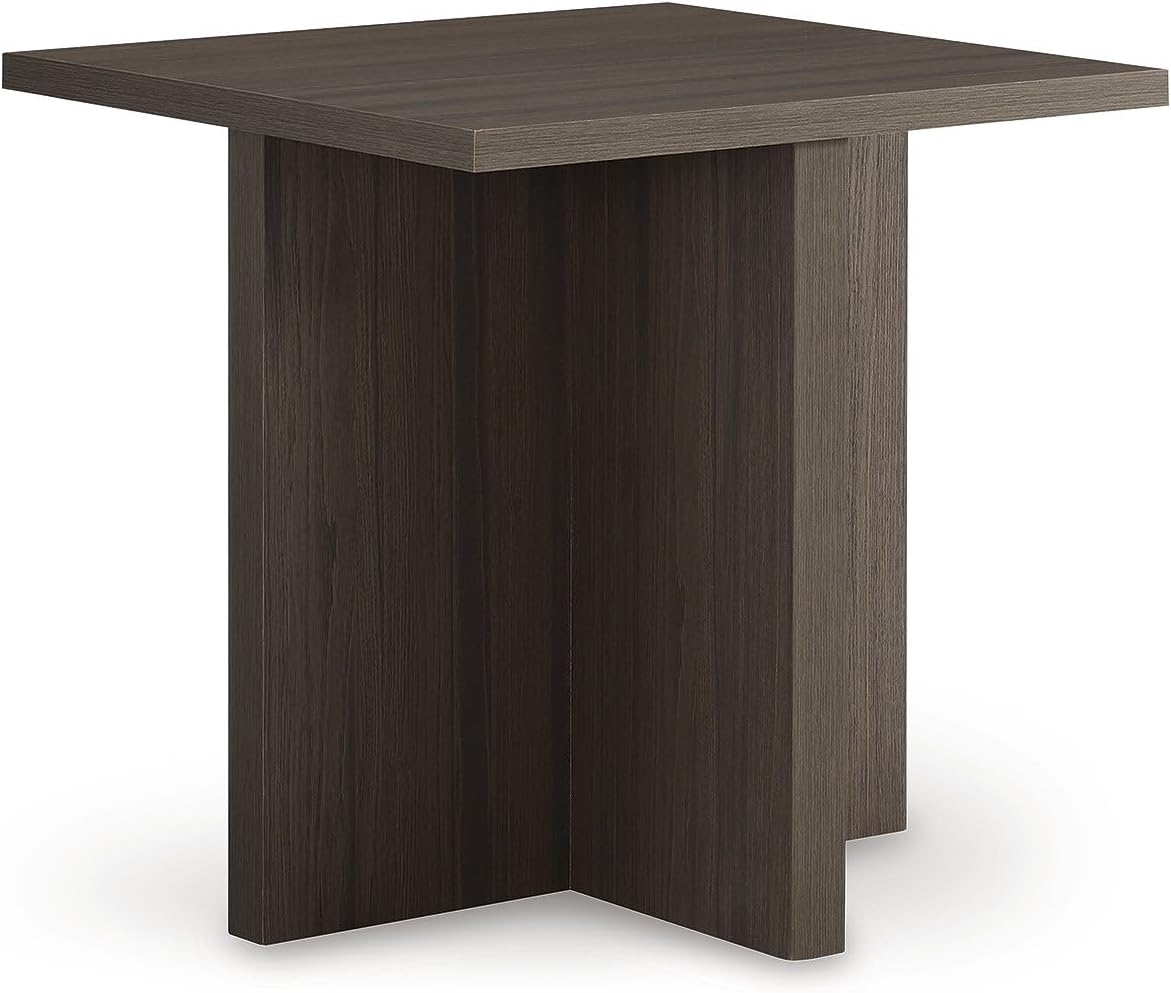 Signature Design by Ashley Zendex Contemporary Table Set with Pedestal Base, Set of 2, Dark Brown
