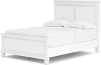 Signature Design by Ashley Bed Frame, Full Panel White Transitional | Hardwood solids and MDF substrate, White panel framing, Compatible with adjustable base, Fortman Series